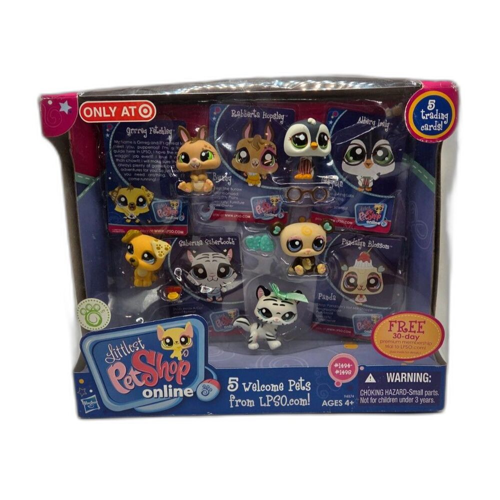 Littlest Pet Shop LPS Online 5 Welcome Pets Set #1494-1498 w/ Cards